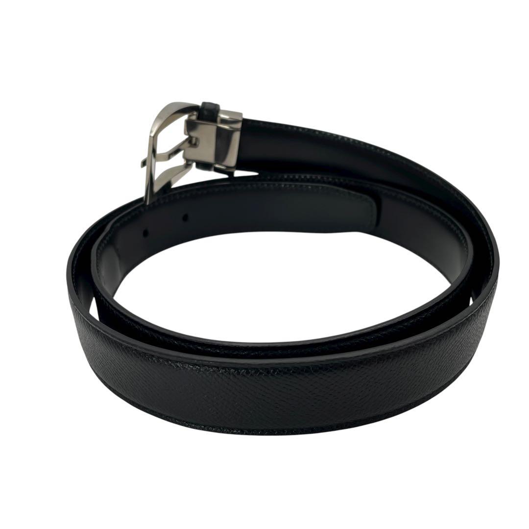 美品 BVLGARI ブルガリ レザー ブラック ロゴバックル シルバー