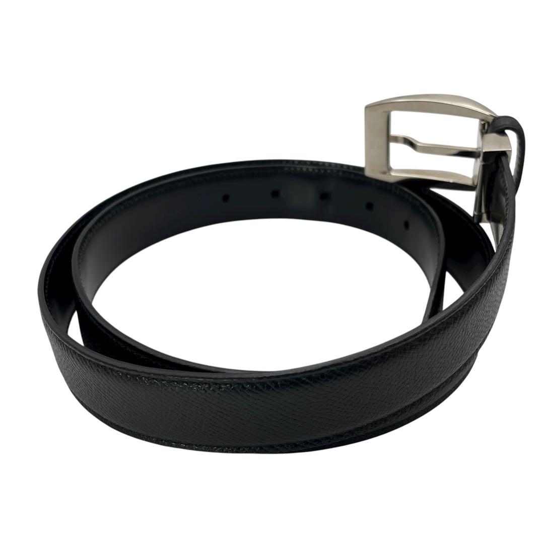 美品 BVLGARI ブルガリ レザー ブラック ロゴバックル シルバー