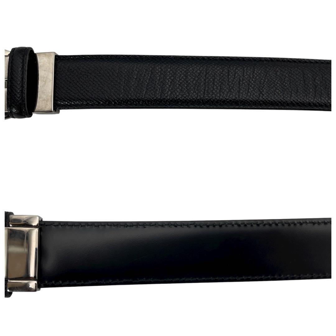 美品 BVLGARI ブルガリ レザー ブラック ロゴバックル シルバー