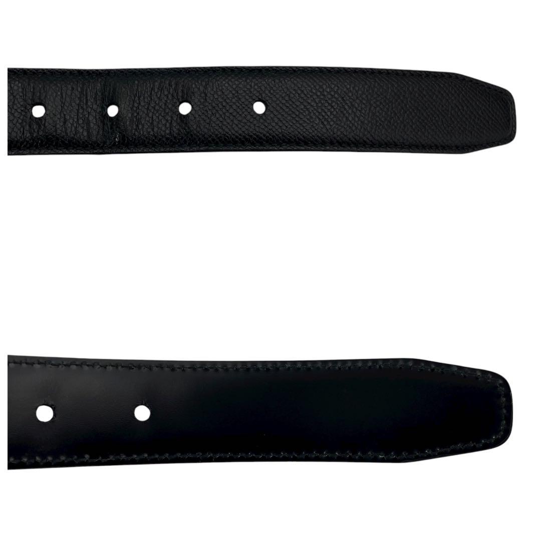 美品 BVLGARI ブルガリ レザー ブラック ロゴバックル シルバー