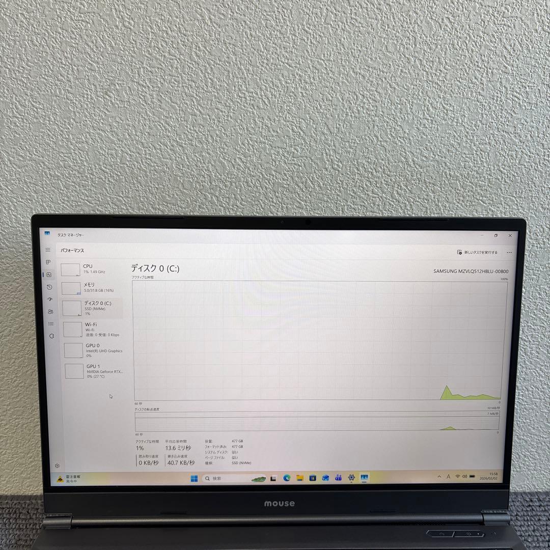Windowsノート本体 Mouse DAIV 22045P-TGLBBW11 i7-11800H