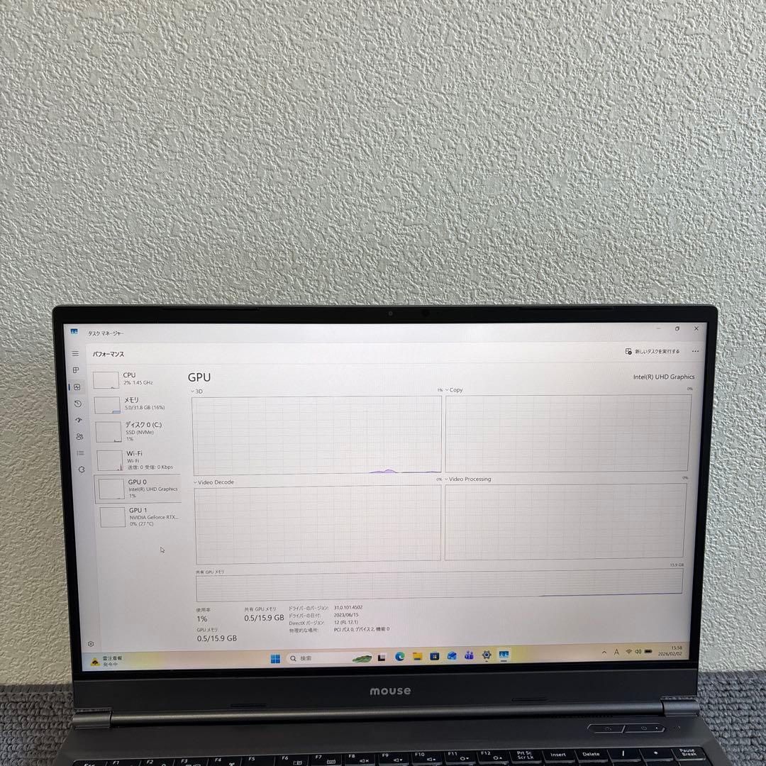 Windowsノート本体 Mouse DAIV 22045P-TGLBBW11 i7-11800H