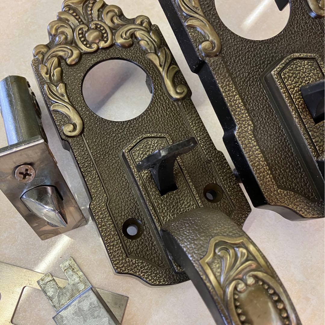 イタリア空錠　ブロンズ色　DIY 真鍮　アンティーク　レトロ　ヴィンテージ未使用