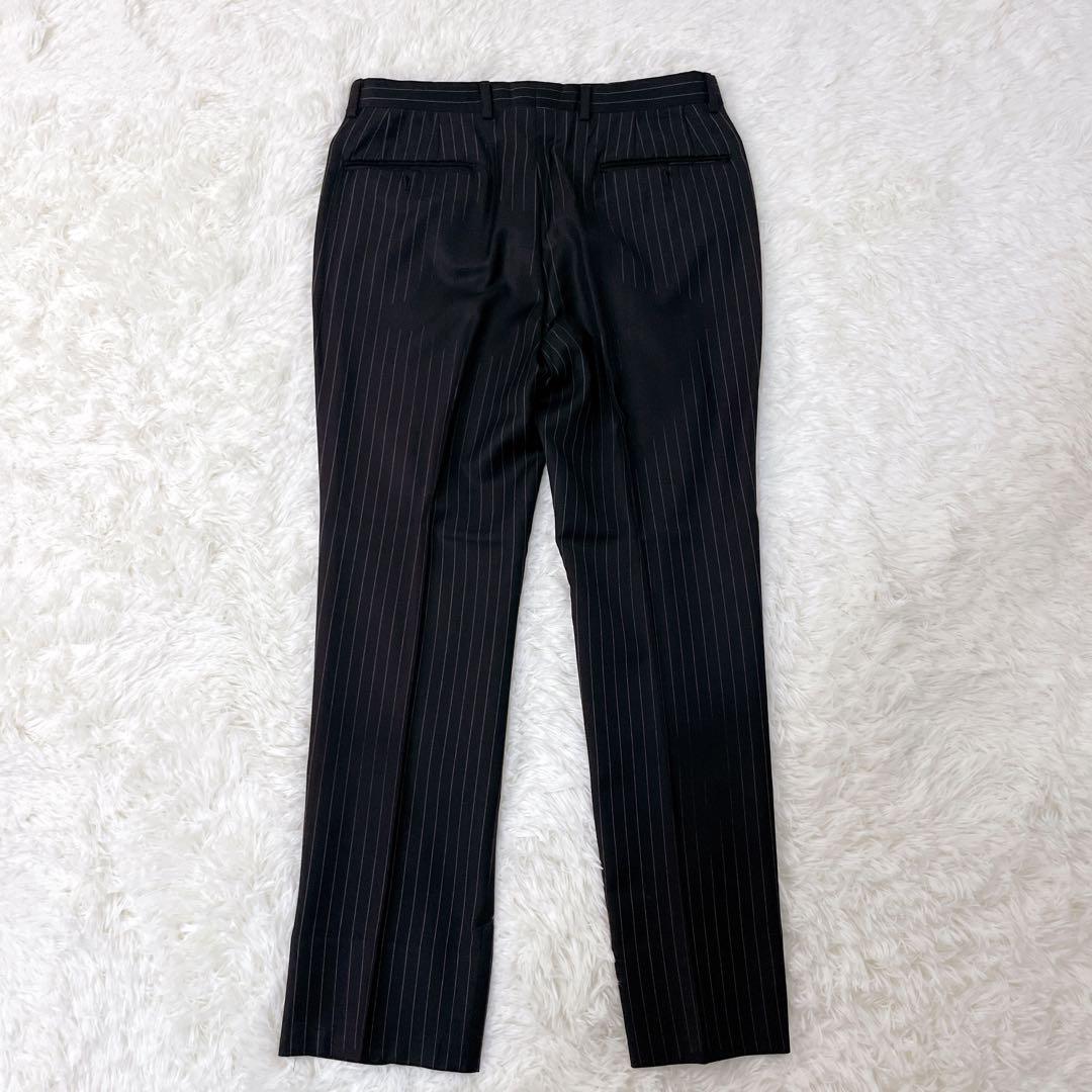 美品 ポールスミス ゼニア生地 スーツ M 黒 ストライプ セットアップ