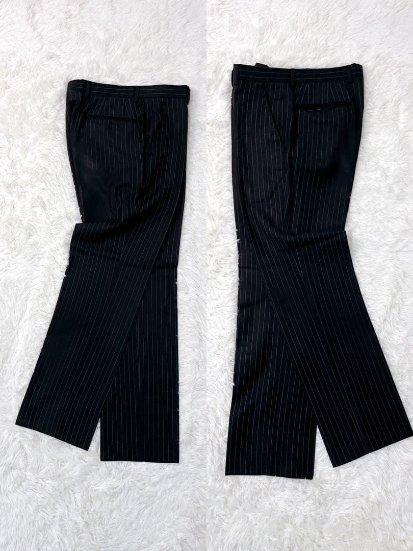 美品 ポールスミス ゼニア生地 スーツ M 黒 ストライプ セットアップ