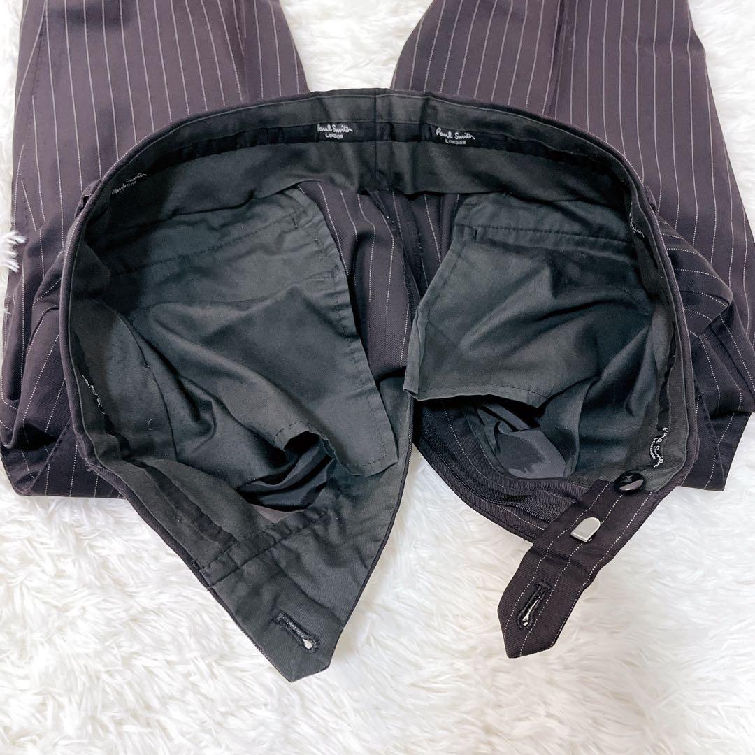 美品 ポールスミス ゼニア生地 スーツ M 黒 ストライプ セットアップ