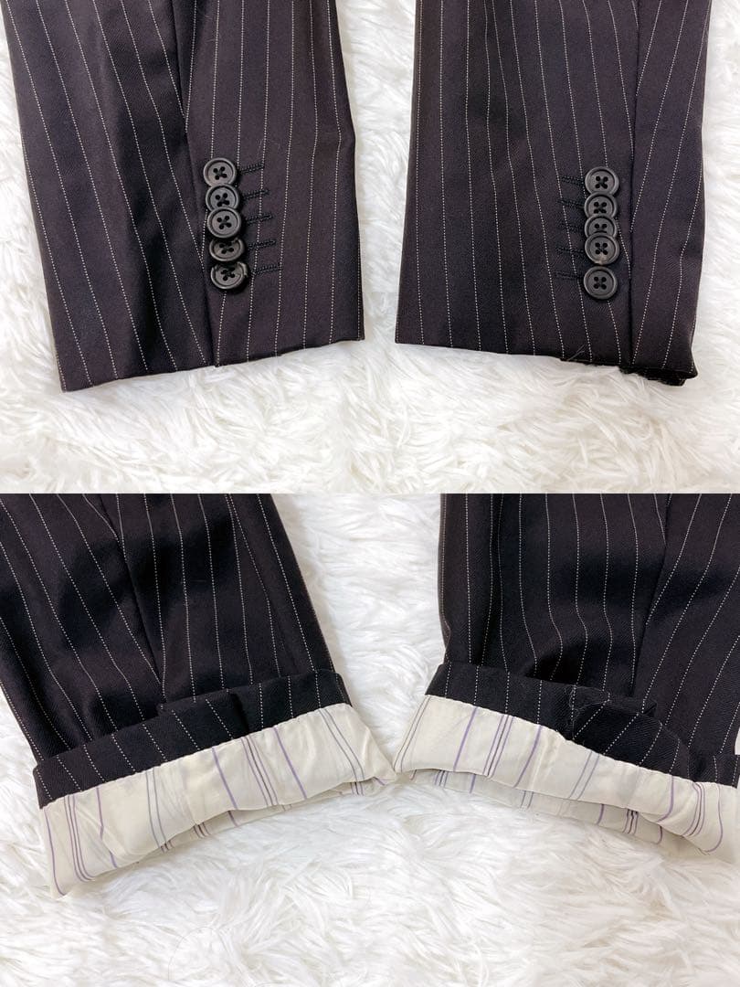 美品 ポールスミス ゼニア生地 スーツ M 黒 ストライプ セットアップ