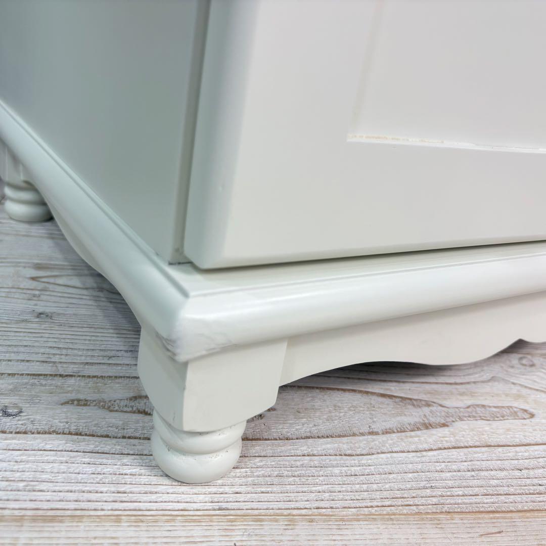 訳あり品【109】フレンチカントリー調ホワイトサイドキャビネット飾り棚収納家具