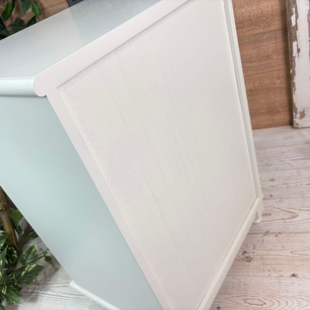 訳あり品【109】フレンチカントリー調ホワイトサイドキャビネット飾り棚収納家具