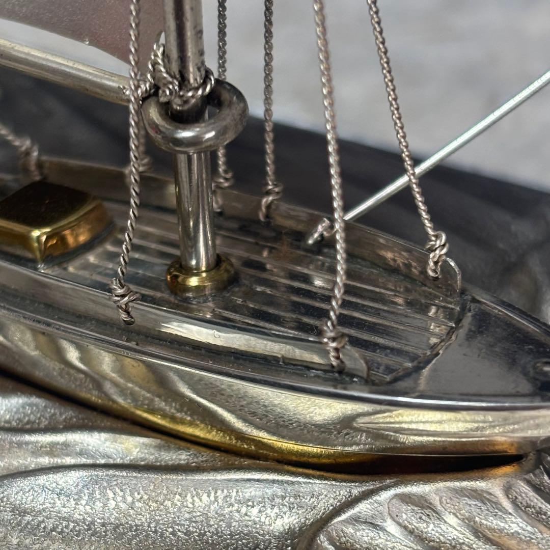 銀製 帆船置物 ガラスケース ヨット シルバー