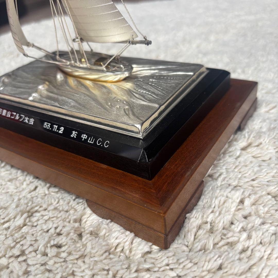 銀製 帆船置物 ガラスケース ヨット シルバー