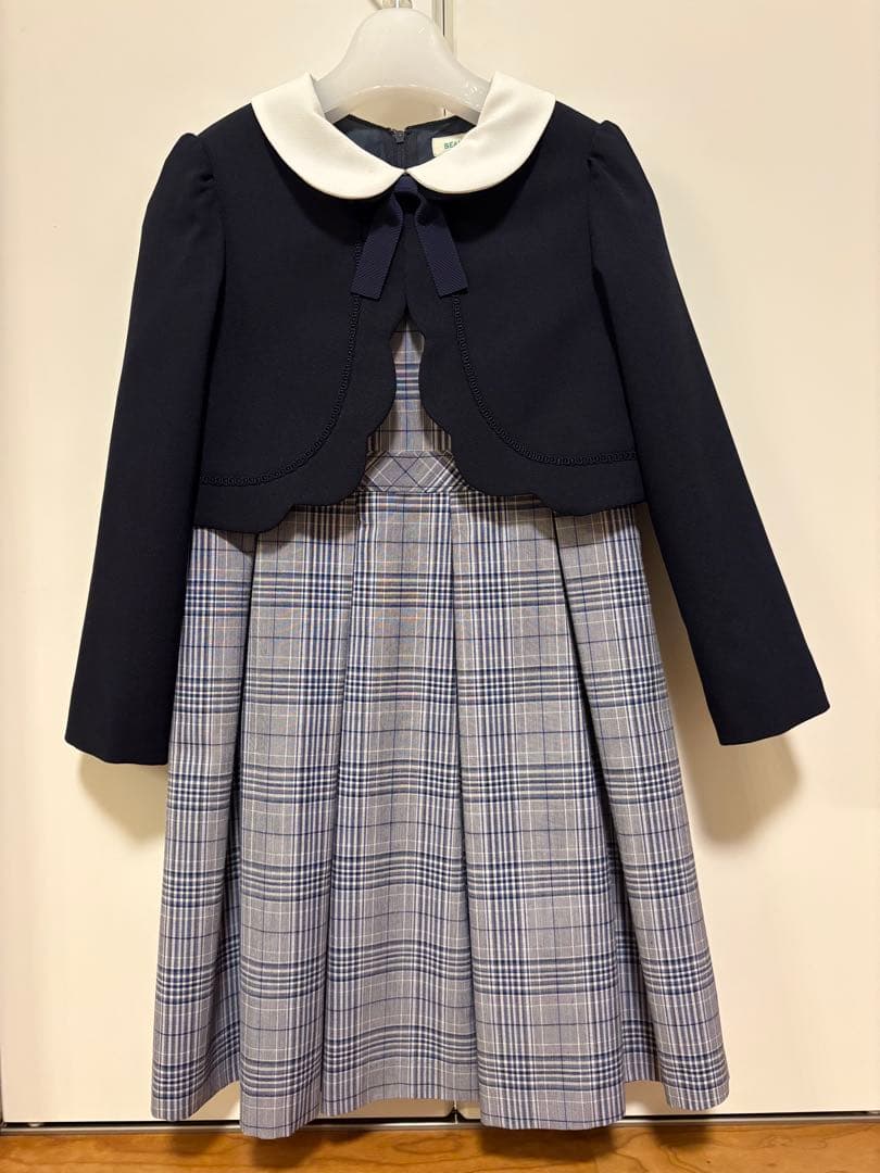 【ほぼ未使用】BEAMSmini セレモニーワンピー+ボレロセット120襟汚れ有