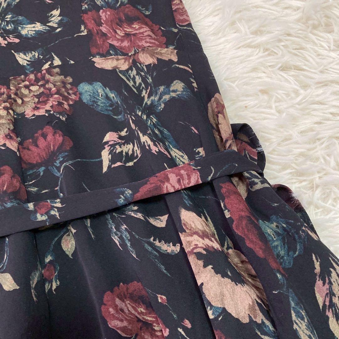 RALPH LAUREN 花柄ワンピース ブラック 0 Ｖネック お呼ばれ