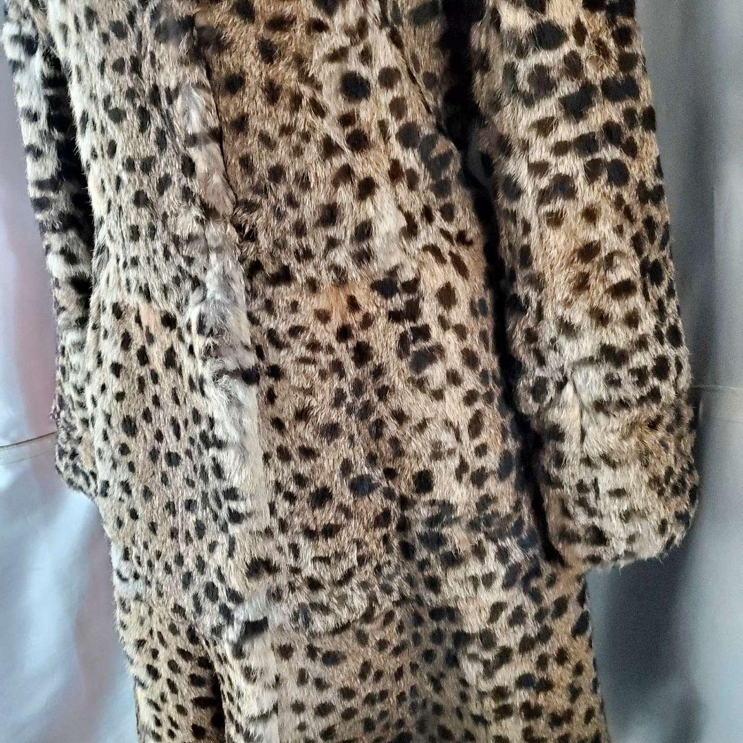 ★毛皮★豹柄★ラビットファーロングコート★S-XS★