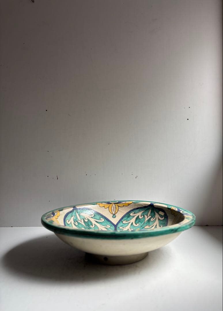 576 骨董 モロッコアンティーク 手描きの美しい大皿 大鉢 飾り皿 希少