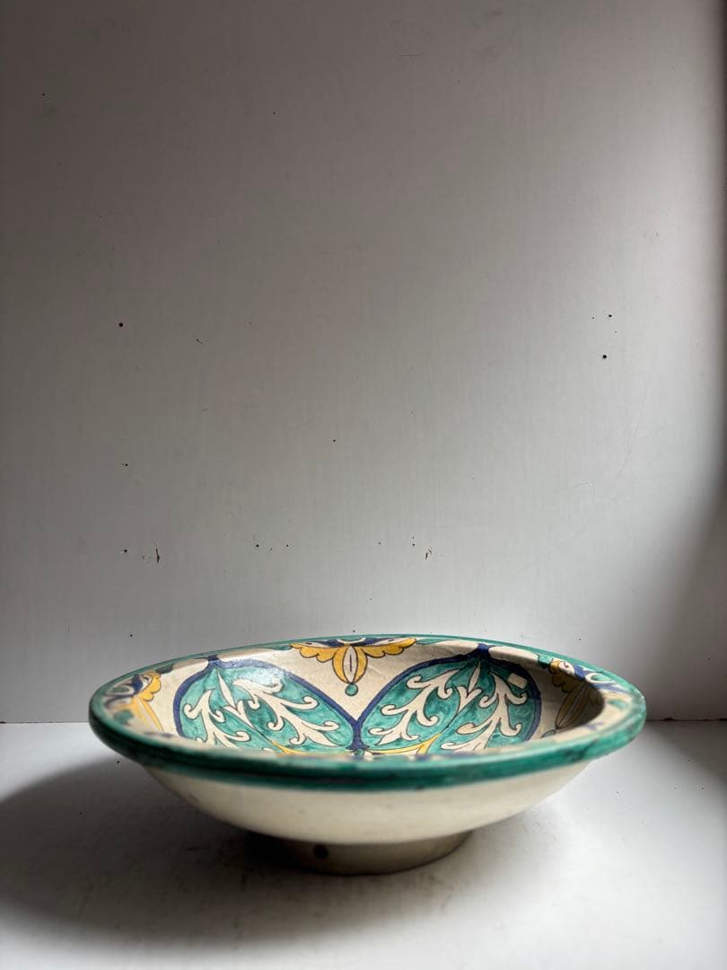 576 骨董 モロッコアンティーク 手描きの美しい大皿 大鉢 飾り皿 希少