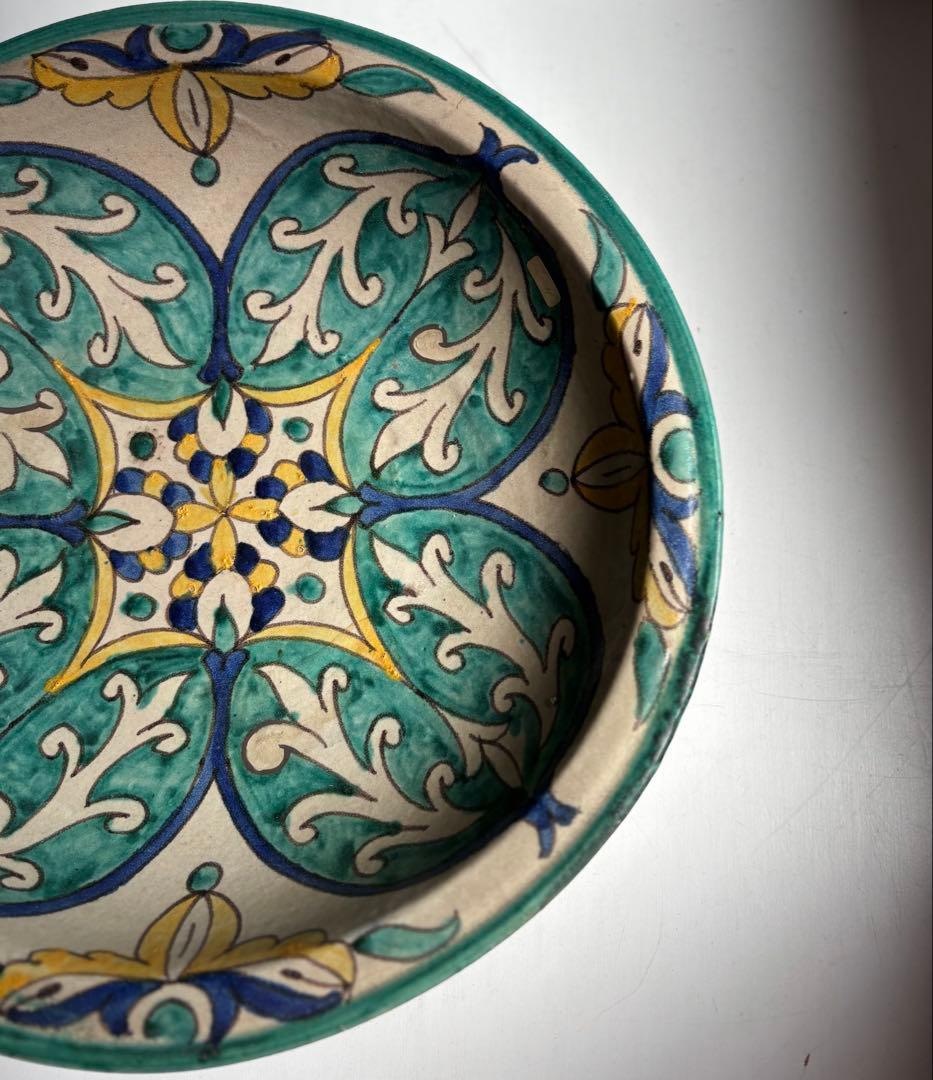 576 骨董 モロッコアンティーク 手描きの美しい大皿 大鉢 飾り皿 希少