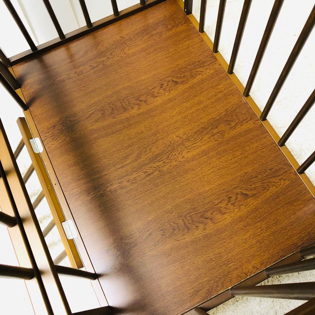 日本製　サワベビー　ベビーベッド　木製　ブラウン　ハイタイプ　澤田工業
