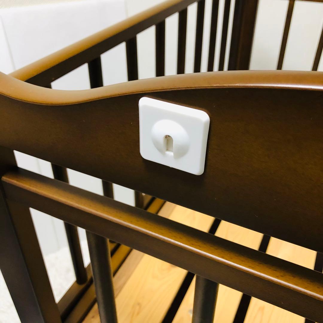 日本製　サワベビー　ベビーベッド　木製　ブラウン　ハイタイプ　澤田工業