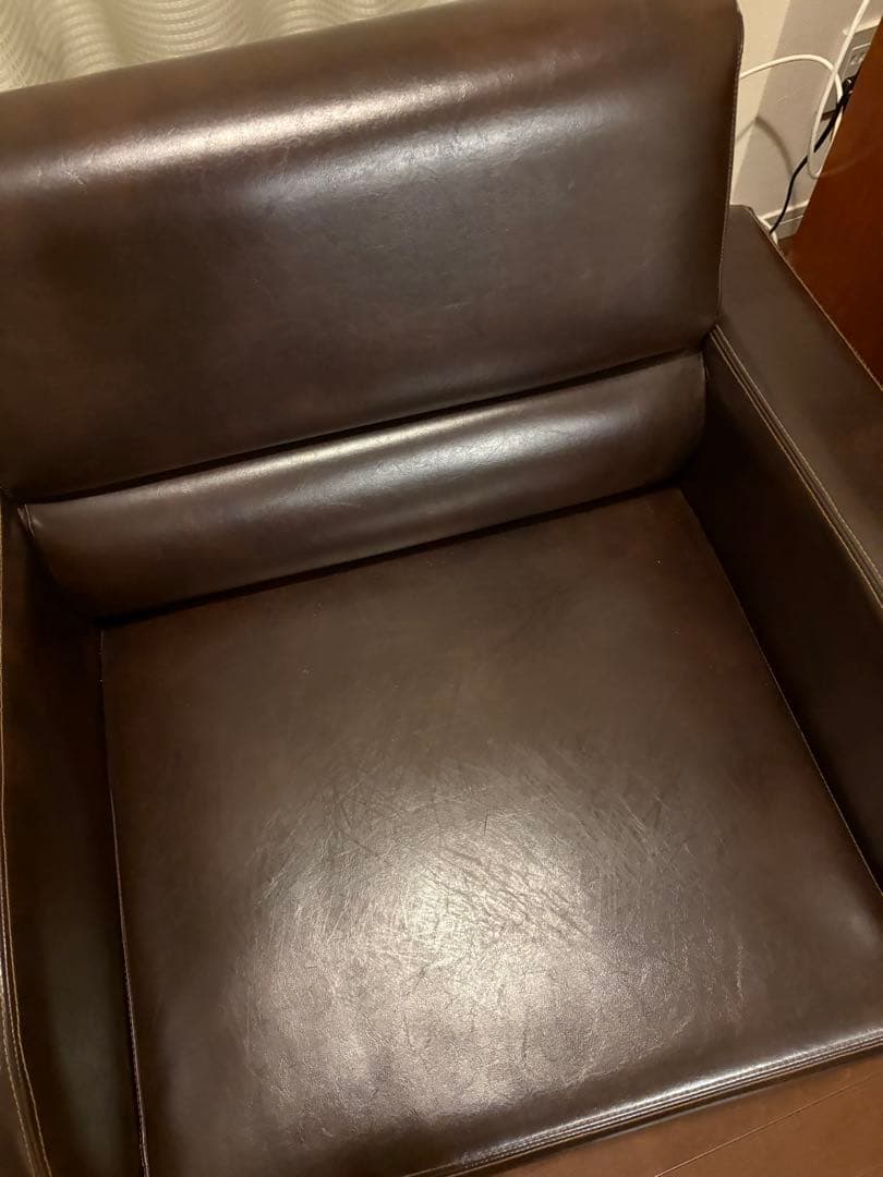 レザーソファ 1p ダークブラウン