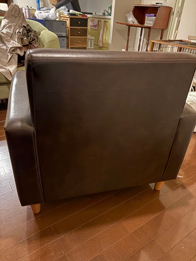 レザーソファ 1p ダークブラウン