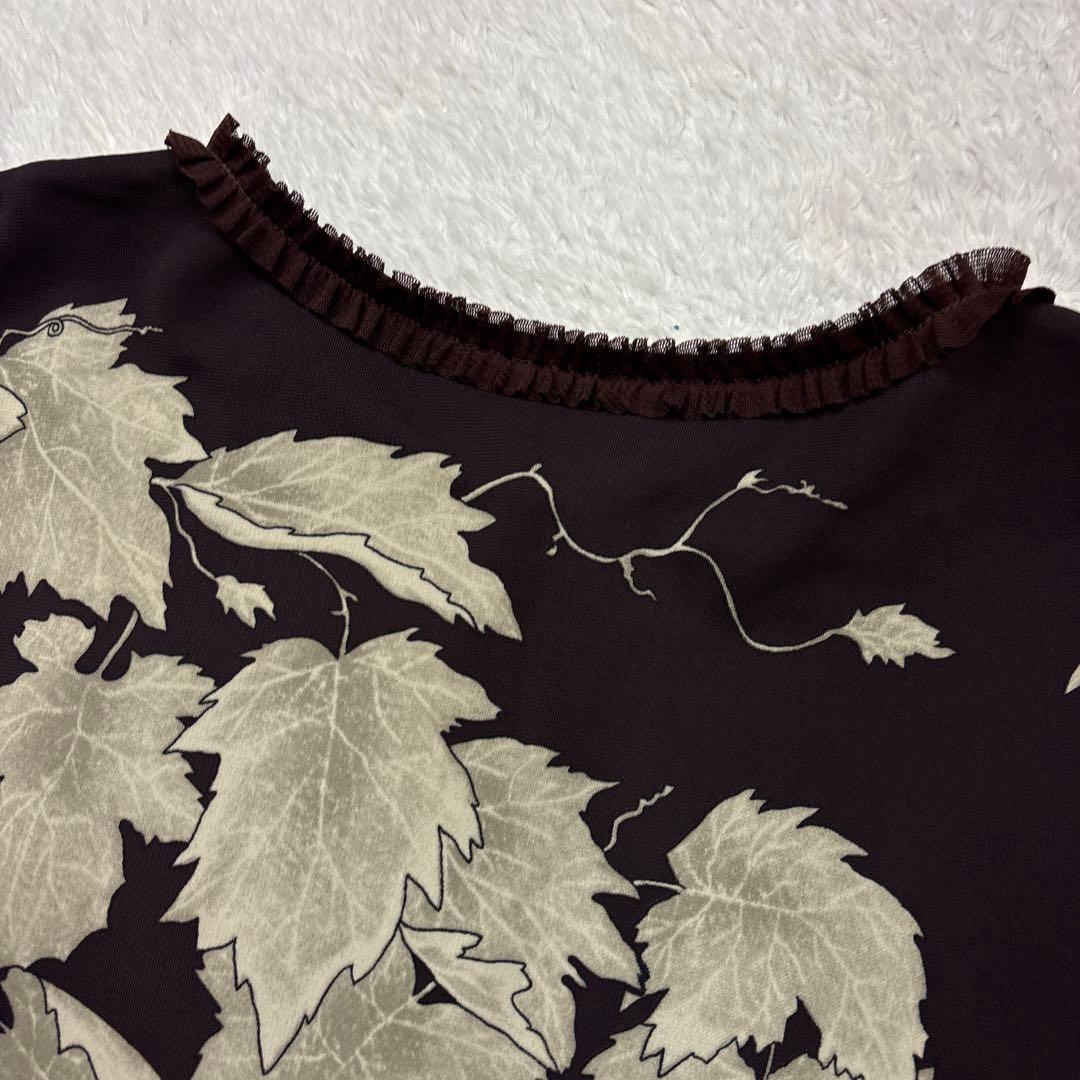 トクコプルミエヴォル　前開きチュニック　ブラウン　ワインボトル　葡萄　ブラウン