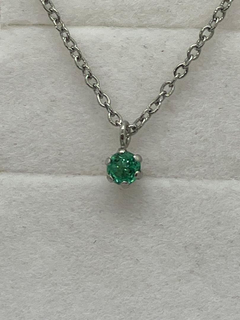 希少！天然 エメラルド 一粒 プラチナ PT900 ネックレス ペンダント
