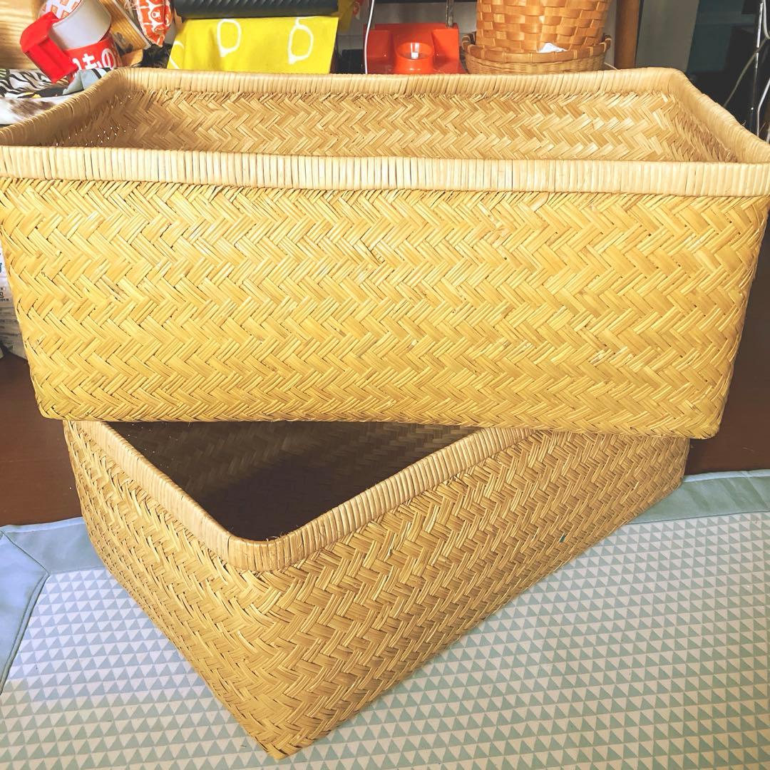 昭和レトロ 大きいサイズ 行李 クリーニング済み 収納 籠 ① 超美品