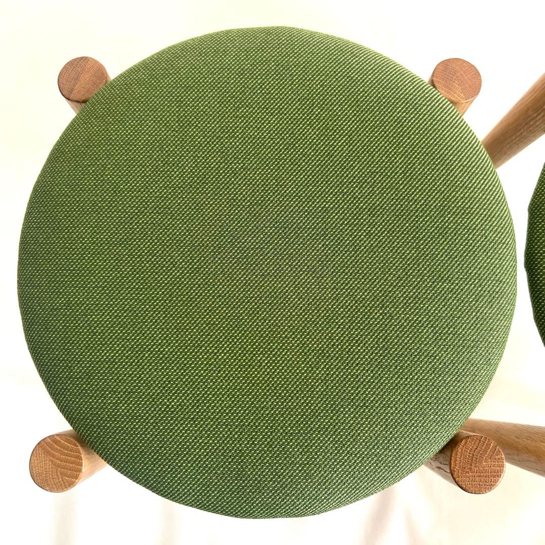 スタッキングスツール・グリーンファブリック・2脚セット・送料込み