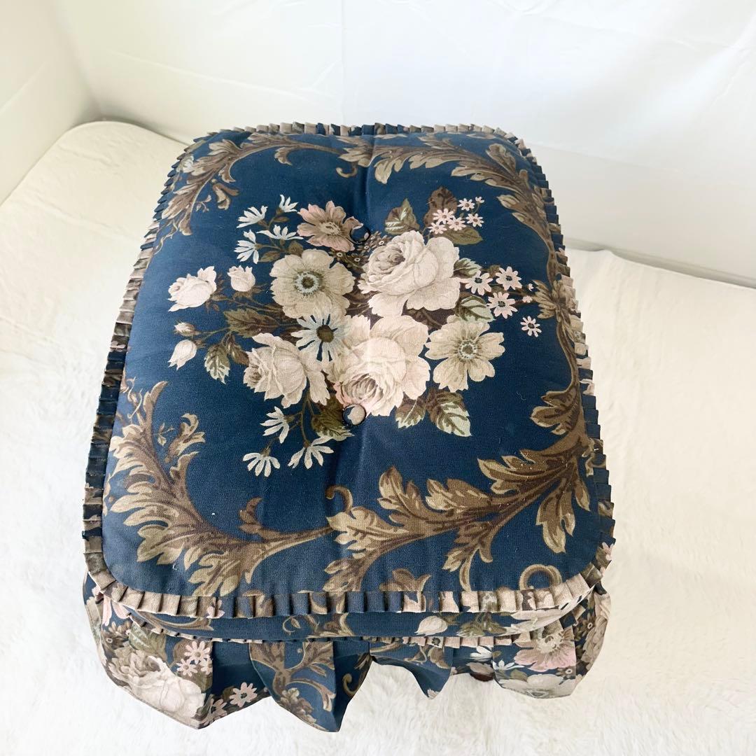 ✨飛騨産業✨キツツキマーク 花柄オットマン