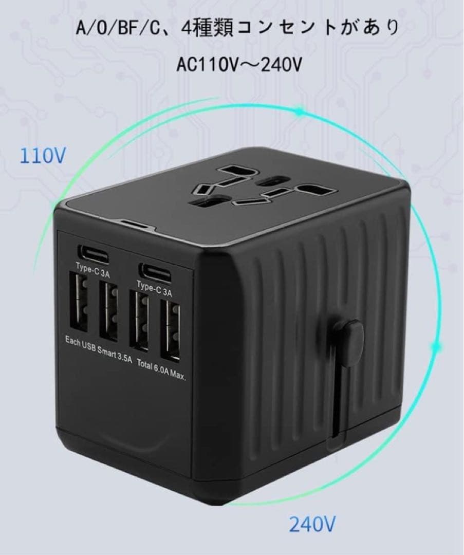 海外変換プラグ 海外コンセント PD高速充電 全世界汎用 海外旅行用