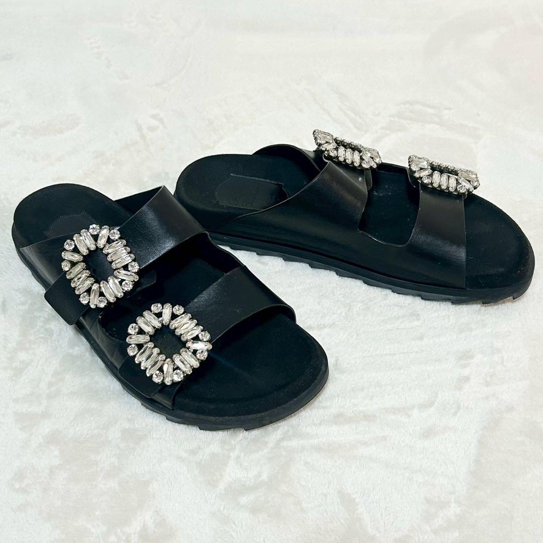 ★美品★ロジェヴィヴィエ　サンダル　ストラスバックル　37 ビジュー　箱付き