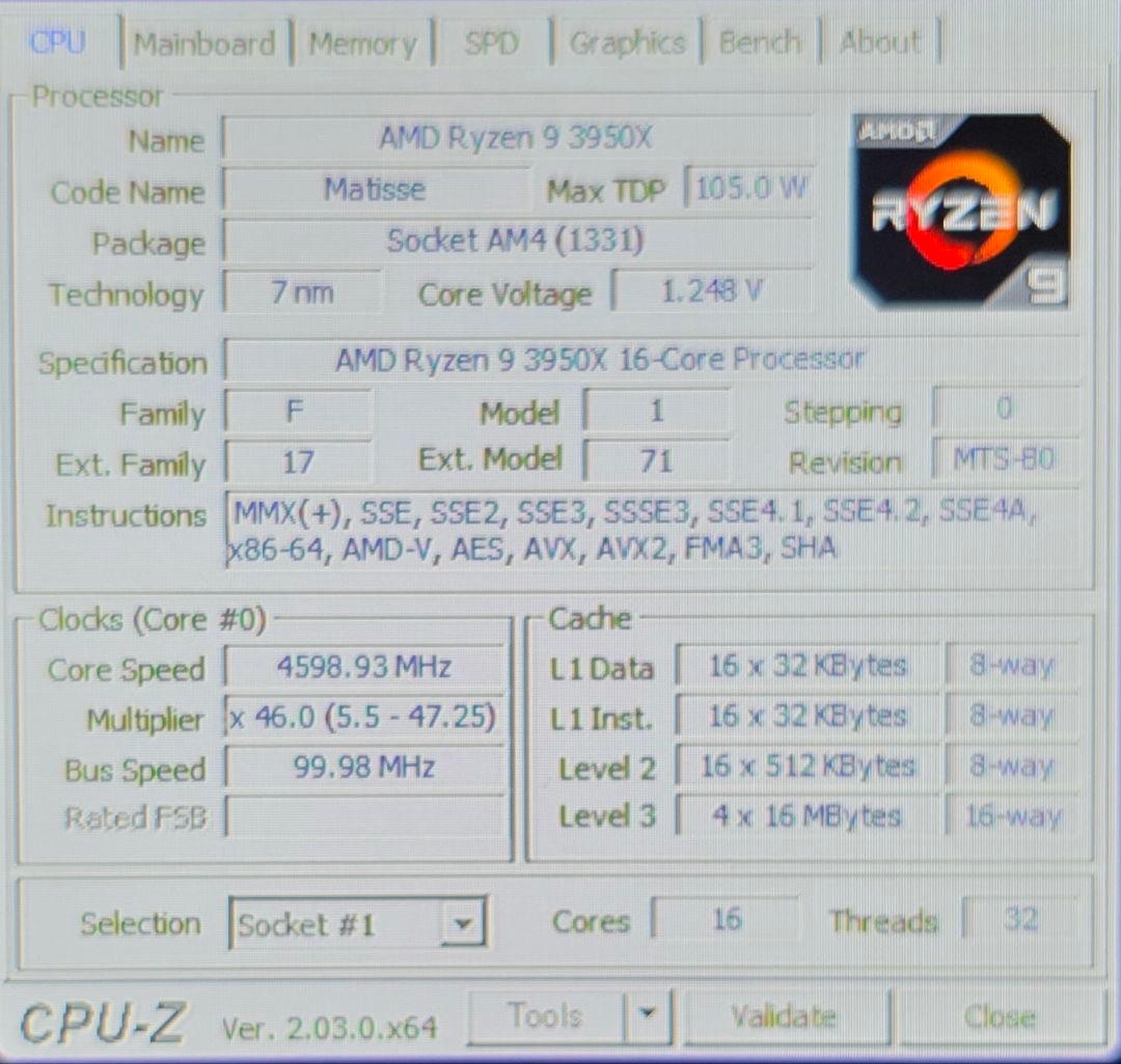 CPU AMD Ryzen 9 3950X 16c/32t CPU