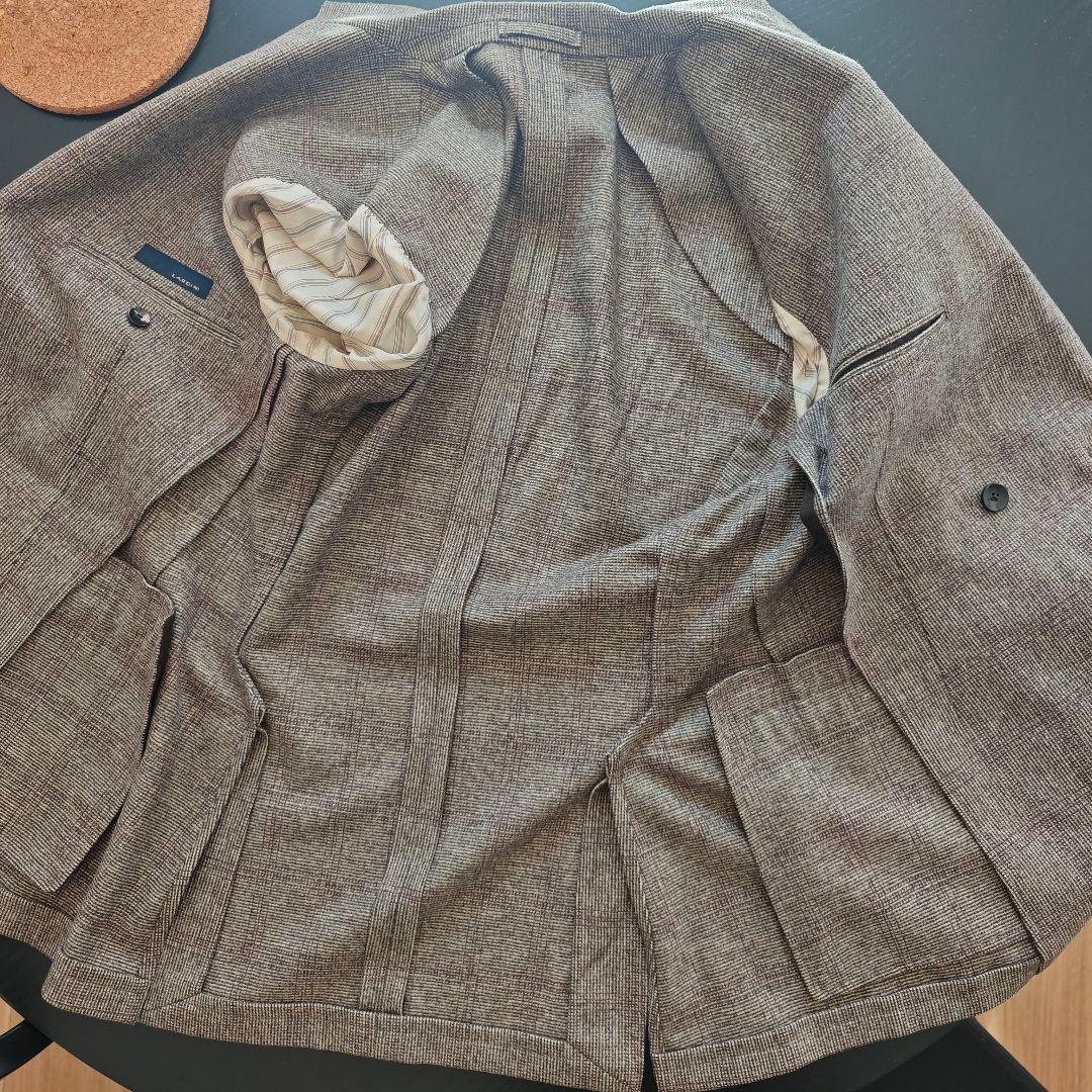 LARDINI ブラウンチェック ダブルブレストスーツ 46