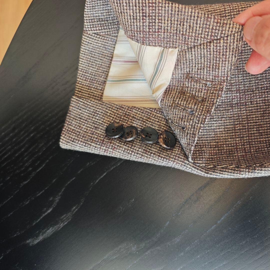 LARDINI ブラウンチェック ダブルブレストスーツ 46