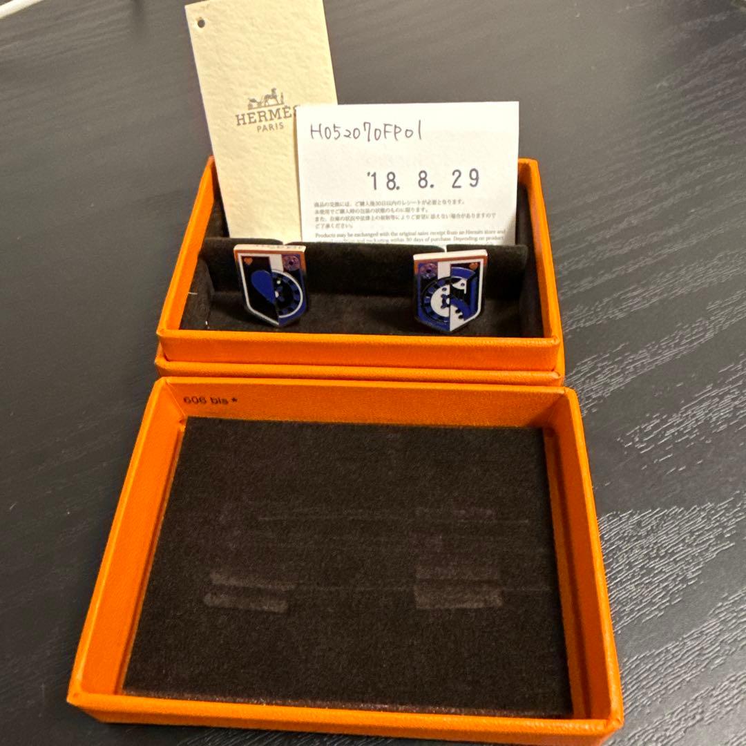 HERMES カフリンクス カジノエーストランプシルバーブルー