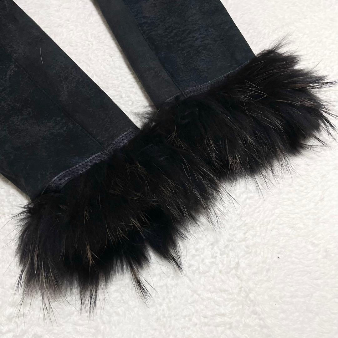 美品◎ラビットスキン チャイニーズラクーン ジャケット 羊革 レディース ラム