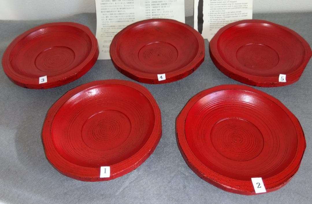 【ayun3出品】 越前漆器　山岸厚夫粗挽き根来塗茶托(多目的小皿)