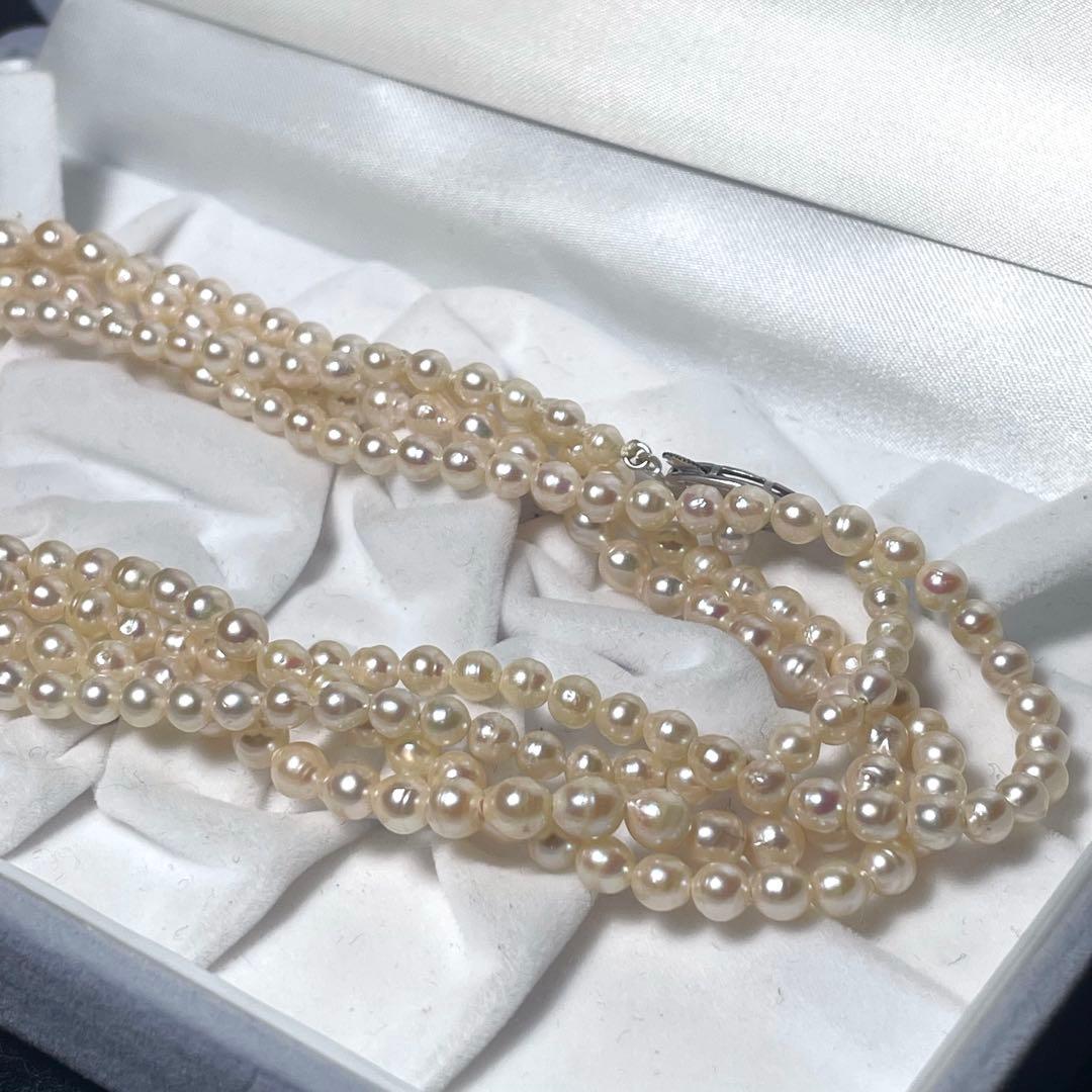 超ロング✨️ 本真珠 パール ネックレス 2連 約4.0~5.0mm