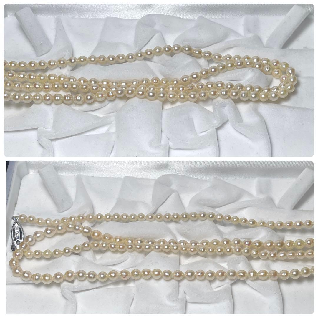 超ロング✨️ 本真珠 パール ネックレス 2連 約4.0~5.0mm