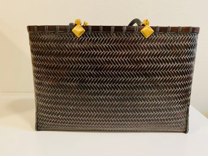 【azuページ】作家作品 網代 ショルダーバッグ【茶】夏 バッグ