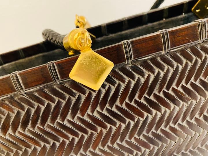 【azuページ】作家作品 網代 ショルダーバッグ【茶】夏 バッグ