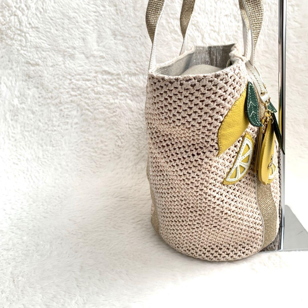 Think Bee! カゴ トートバッグ レモン チャーム付き