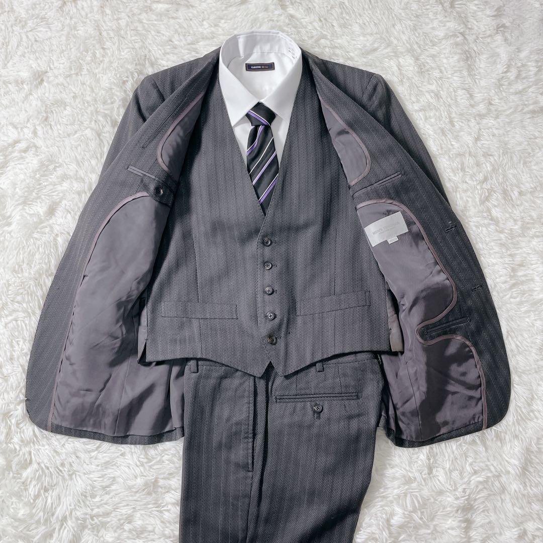 美品✨MEN’S TENORAS スリーピース スーツ 日本製 シルク 光沢 M