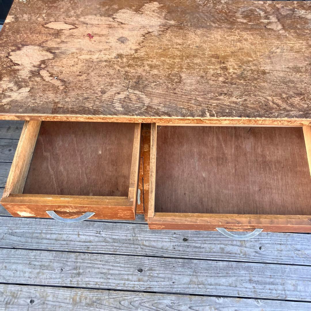 昭和レトロ 古家具 木製 片袖 書斎机 勉強机 文机 古道具 ヴィンテージ