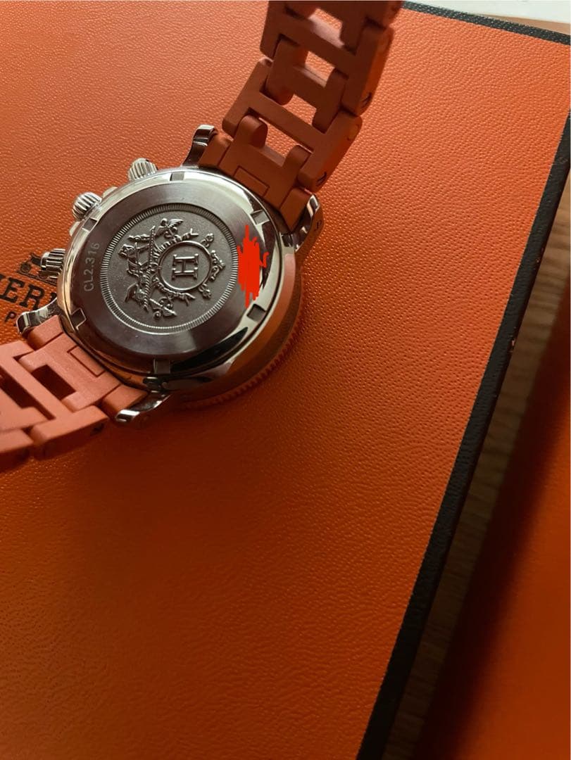エルメス　クリッパー　ダイバークロノグラフ　ラバーオレンジ　ウオッチ　レディース
