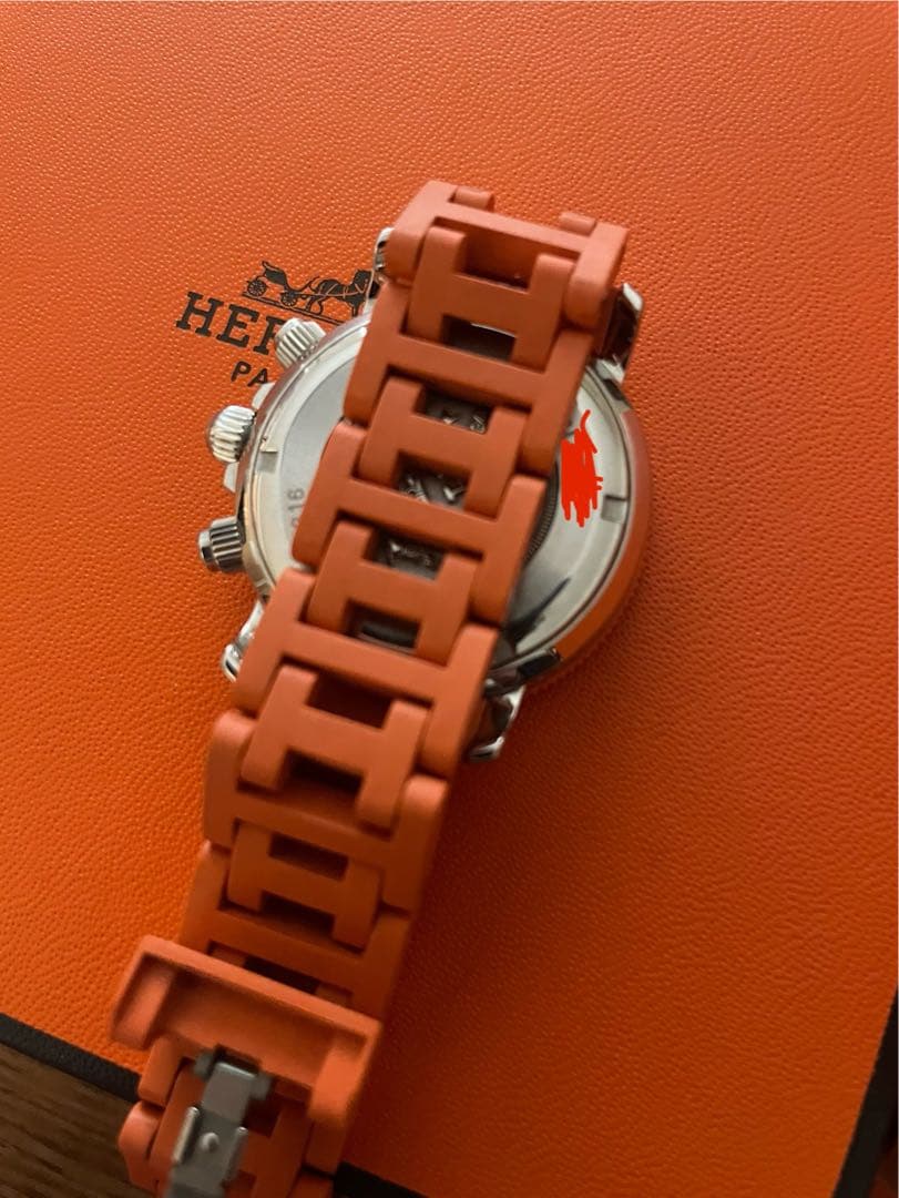 エルメス　クリッパー　ダイバークロノグラフ　ラバーオレンジ　ウオッチ　レディース