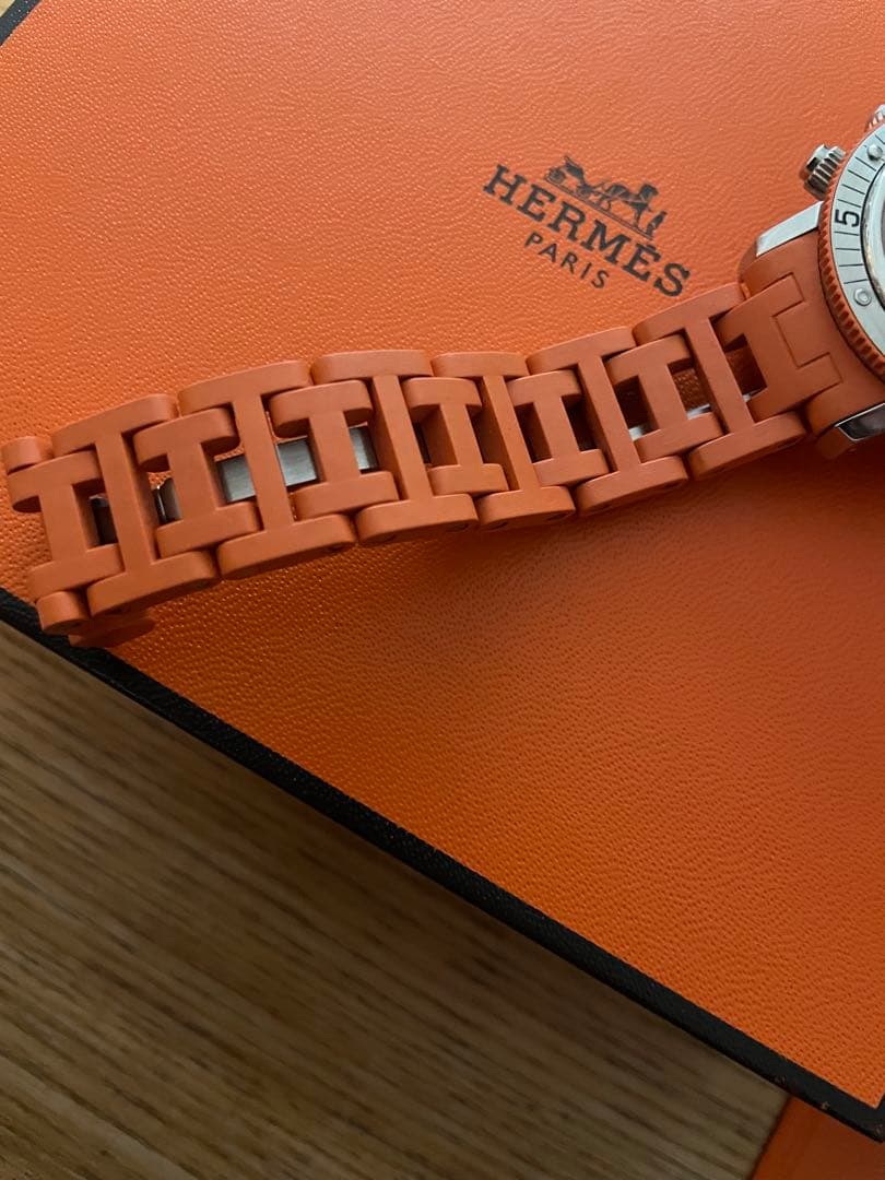 エルメス　クリッパー　ダイバークロノグラフ　ラバーオレンジ　ウオッチ　レディース