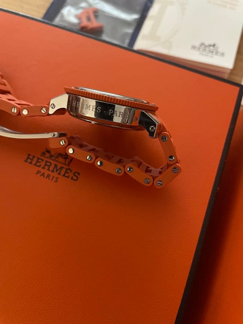 エルメス　クリッパー　ダイバークロノグラフ　ラバーオレンジ　ウオッチ　レディース