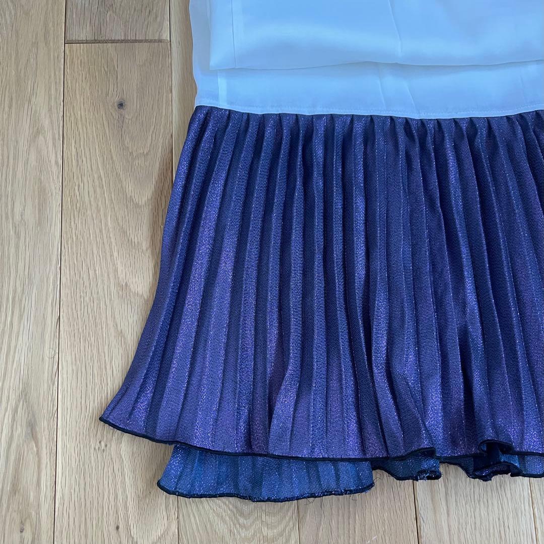プリーツ裾除け　着物　ラメパープルとペチコートラメブルー